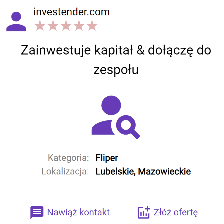 Investender nieruchomości: Zainwestuję kapitał i dołączę do zespołu, Kategoria: Fliper, Lokalizacja: Lubuskie, Mazowieckie